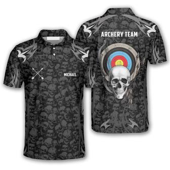 Archery Skull Pattern Custom Archery Polo Shirts For Men, Skull Archery Shirt - Monsterry AU