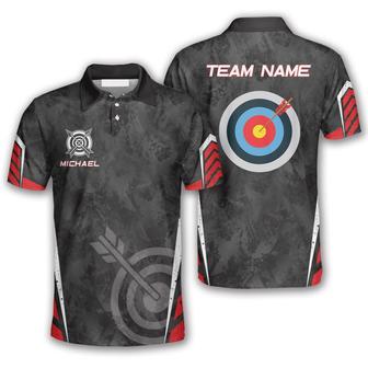 Archery Target Red Black Grunge Style Custom Archery Polo Shirts For Men - Monsterry