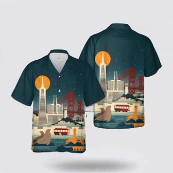 Army Hawaiian Shirt, San Francisco, California, Skyline At Night Hawaiian Shirt, Military Hawaiian Shirt | Newhawaiianshirts AU