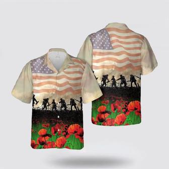 Army Hawaiian Shirt, Memorial Day, Us Army Solider And Poppies Hawaiian Shirt, Military Hawaiian Shirt | Newhawaiianshirts DE