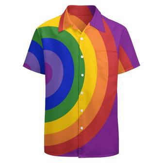 Asymmetrical Rainbow Bullseye Lgbt Pride Hawaiian Vintage Shirt Mens Button Down Plus Size Tropical Hawaii Beach Shirts | Newhawaiianshirts AU