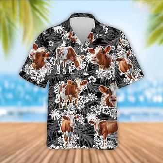 Ayrshire Cattle Palm Tree Pattern Hawaiian Shirt, Farm Hawaiian Shirt, Farmer Hawaii | Newhawaiianshirts AU