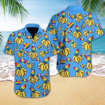 Banana Hawaiian Shirts, Lgbt Banana Hawaiian Shirt, Rainbow Banana Hawaiian Shirt For Gay Man | Newhawaiianshirts AU