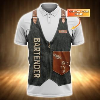 Bartender Polo Shirt With Personalized Name Bar Uniform - Monsterry AU