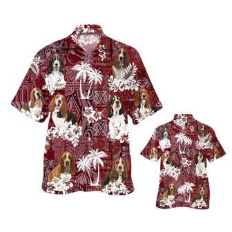 Basset Hound Hawaiian Shirt, Dog In Hawaiian Shirt Red Tribal Pattern | Newhawaiianshirts DE