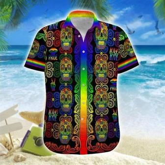 Beach Shirt Hawaii Shirt Lgbt Sugar Skull Love , Gay Pride Hawaiian Shirt | Newhawaiianshirts AU