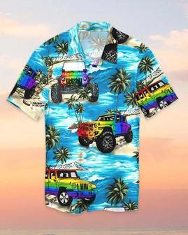 Beach Shirt Hawaiian Jee Car Lgbt Beach, Gay Hawaiian Shirts, Gay Pride Apparel | Newhawaiianshirts