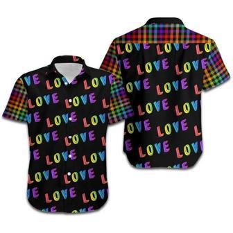 Beach Shirt Hawaiians Lgbt Love Rainbow Plaid Pattern , Aloha Shirt, Pride Clothing | Newhawaiianshirts