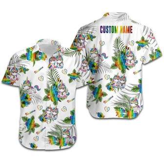 Beach Shirt Hawaiians Lgbt Unicorn Hibiscus Custom Name , Aloha Shirt | Newhawaiianshirts UK