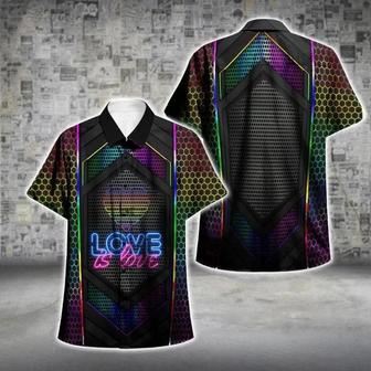 Beach Shirt Lgbt Pride Love Is Love Neon Aloha Hawaiian Shirts Swim Trunks Beach Shorts | Newhawaiianshirts