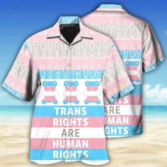 Beach Shirt Lgbt Trans Rights Are Human Rights, Trans Pride Hawaiian Shirt | Newhawaiianshirts DE