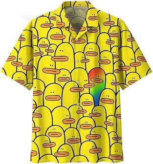 Beach Shirt Yellow Duck Lgbtq Hawaiian Shirt Funny Duck Hawaii Shirts Duck Gifts Pride Gifts , Aloha Shirt | Newhawaiianshirts DE