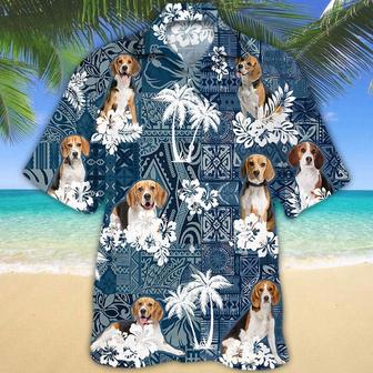 Beagle Hawaiian Tropical Plants Pattern Blue And White All Over Printed Hawaiian Shirt, Farm Hawaiian Shirt, Farmer Hawaii | Newhawaiianshirts AU