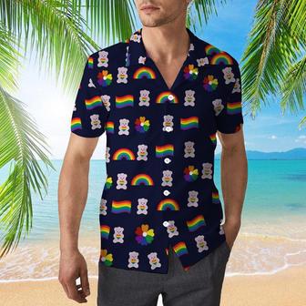 Bear Pride Hawaiian Shirt For Lgbt, Lgbt Rainbow Flag Hawaiian Shirts, Heart Rainbow Color Hawaiian Full Printed Shirt | Newhawaiianshirts AU