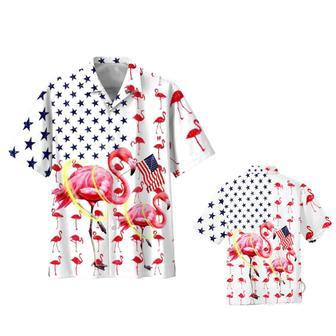 Beautiful Flamingo Hawaiian Shirt Full Printed, Flamingo American Flag Happy Of Jul Hawaii Shirts | Newhawaiianshirts UK