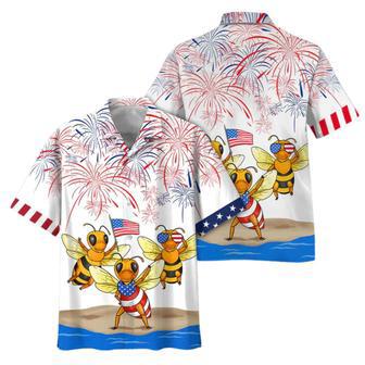 Bee Hawaiian Full Print Shirt, Bee's Hawaiian Shirt Independence Day, Funny Of July Gifts | Newhawaiianshirts