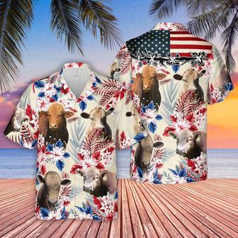 Beefalo Pattern Us Flag Hawaiian Shirt, Farm Hawaiian Shirt, Farmer Hawaii | Newhawaiianshirts AU