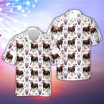 Beefmaster American Flag And Firework Pattern Hawaiian Shirt, Farm Hawaiian Shirt, Farmer Hawaii | Newhawaiianshirts CA