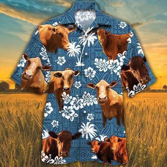 Beefmaster Cattle Blue Tribal All Over Printed Hawaiian Shirt, Farm Hawaiian Shirt, Farmer Hawaii | Newhawaiianshirts DE