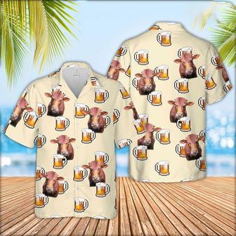 Beefmaster Cattle Drink Beer Pattern Hawaiian Shirt, Farm Hawaiian Shirt, Farmer Hawaii | Newhawaiianshirts AU