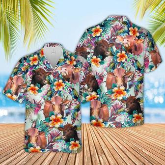 Beefmaster Cows With Flowers Hawaiian Shirt, Farm Hawaiian Shirt, Farmer Hawaii | Newhawaiianshirts