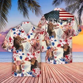 Beefmaster Pattern Us Flag Hawaiian Shirt, Farm Hawaiian Shirt, Farmer Hawaii | Newhawaiianshirts AU