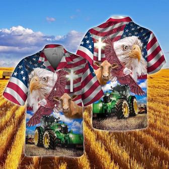 Beefmaster With Eagles And Tractor Hawaiian Shirt, Farm Hawaiian Shirt, Farmer Hawaii | Newhawaiianshirts AU