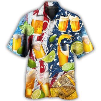 Beer And Lemon Independence Day Pattern Hawaiian Shirt Men Women | Newhawaiianshirts CA