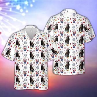 Belted Galloway American Flag And Firework Pattern Hawaiian Shirt, Farm Hawaiian Shirt, Farmer Hawaii | Newhawaiianshirts DE