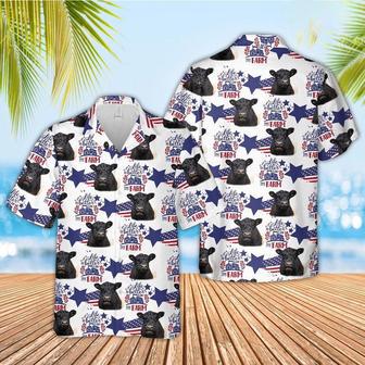 Belted Galloway American Flag Pattern Hawaiian Shirt, Farm Hawaiian Shirt, Farmer Hawaii | Newhawaiianshirts UK