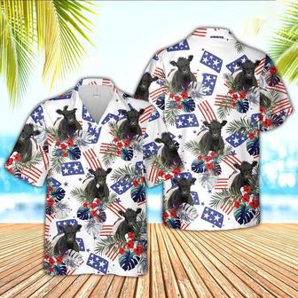 Belted Galloway American Little Flowers And Flag Pattern Hawaiian Shirt, Farm Hawaiian Shirt, Farmer Hawaii | Newhawaiianshirts