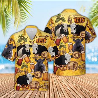 Belted Galloway Drink Beer Pattern Hawaiian Shirt, Farm Hawaiian Shirt, Farmer Hawaii | Newhawaiianshirts CA