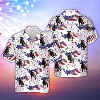 Belted Galloway Happy Firework Flag Hawaiian Shirt, Farm Hawaiian Shirt, Farmer Hawaii | Newhawaiianshirts