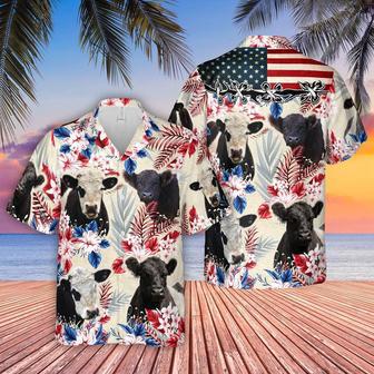 Belted Galloway Pattern Us Flag Hawaiian Shirt, Farm Hawaiian Shirt, Farmer Hawaii | Newhawaiianshirts UK