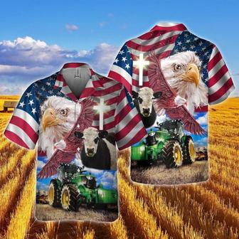 Belted Galloway With Eagles And Tractor Hawaiian Shirt, Farm Hawaiian Shirt, Farmer Hawaii | Newhawaiianshirts AU