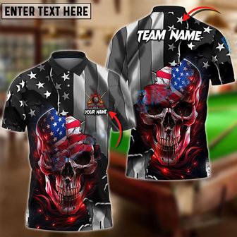 Billiard Ball 8 American Skull Metal Art Personalized Name, Team Name Unisex Shirt - Monsterry
