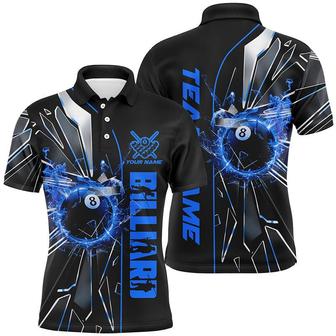 Billiard Blue And Purple Glass Crack 8 Ball Customized Name, Team Name Polo Shirt For Men - Monsterry CA