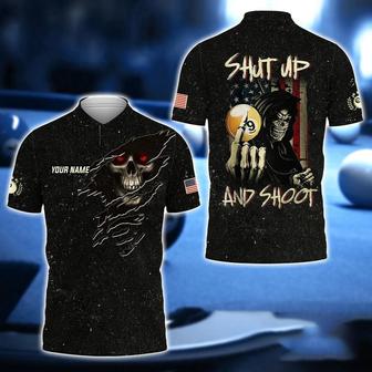 Billiard Pool 9 Ball Skull Shut Up And Shoot Polo Shirt, Billiard Shirt For Men, Gift For Billiard Players - Monsterry UK
