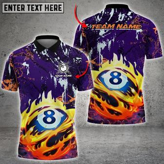 Billiards 8 Ball Fire Abstract Grunge Personalized Name Polo Shirt, Idea Gift For Billiards Lovers - Monsterry AU