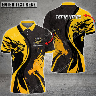 Billiards Multicolor Option Dragon Pattern Customized Name And Team Name Polo Shirt - Monsterry