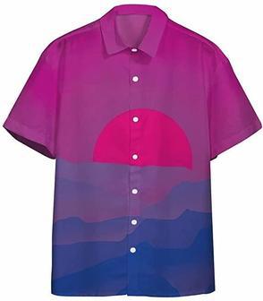 Bisexual Pride Sunrise Hawaii Shirt, Hawaiian Short Sleeve Shirt, Bisexual Pride Hawaiian Shirt | Newhawaiianshirts AU