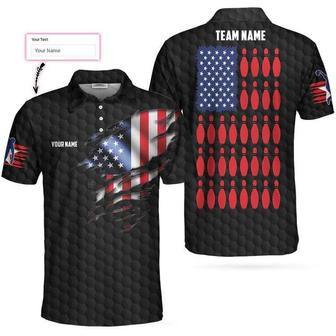 Black American Flag Bowling Custom Polo Shirt, Personalized American Flag Bowling Shirt For Bowling Fans Coolspod - Monsterry UK