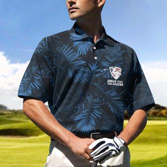 Black And Navy Blue Tropical Pattern Golf Player Polo Shirt, Golfing American Flag Polo Shirt, Best Golf Shirt For Men Coolspod - Monsterry CA