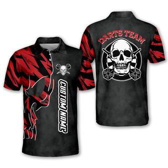 Black And Red Skull Dart Polo Shirts, Idea Shirt For Dart Player, Skull Dart Shirt - Monsterry UK