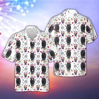 Black Angus American Flag And Firework Pattern Hawaiian Shirt, Farm Hawaiian Shirt, Farmer Hawaii | Newhawaiianshirts AU