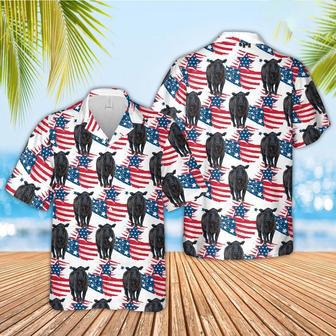 Black Angus American Flag Hawaiian Shirt, Farm Hawaiian Shirt, Farmer Hawaii | Newhawaiianshirts AU