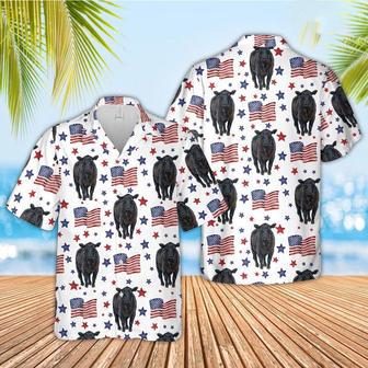 Black Angus American Flag Pattern Hawaiian Shirt For Kids, Farm Hawaiian Shirt, Farmer Hawaii | Newhawaiianshirts AU