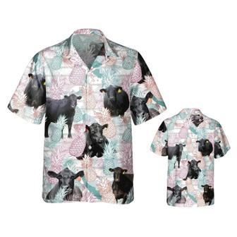 Black Angus And Pineapple Hawaiian Shirt, Black Angus Hawaii Aloha Shirt, Bull Hawaiian Shirt | Newhawaiianshirts