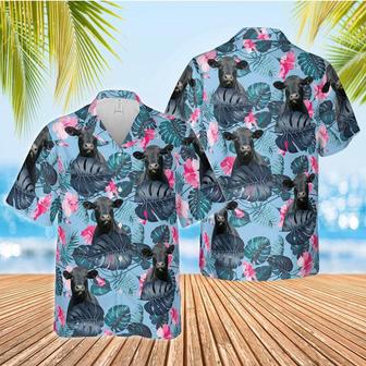 Black Angus Blue Hibiscus Hawaiian Shirt, Farm Hawaiian Shirt, Farmer Hawaii | Newhawaiianshirts AU