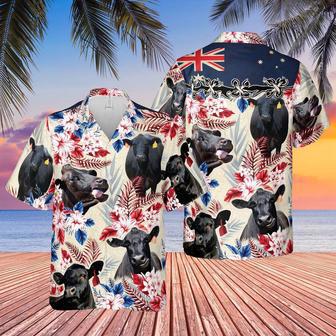 Black Angus Cattle Australia Flag Hawaiian Flowers Hawaiian Shirt, Farm Hawaiian Shirt, Farmer Hawaii | Newhawaiianshirts CA